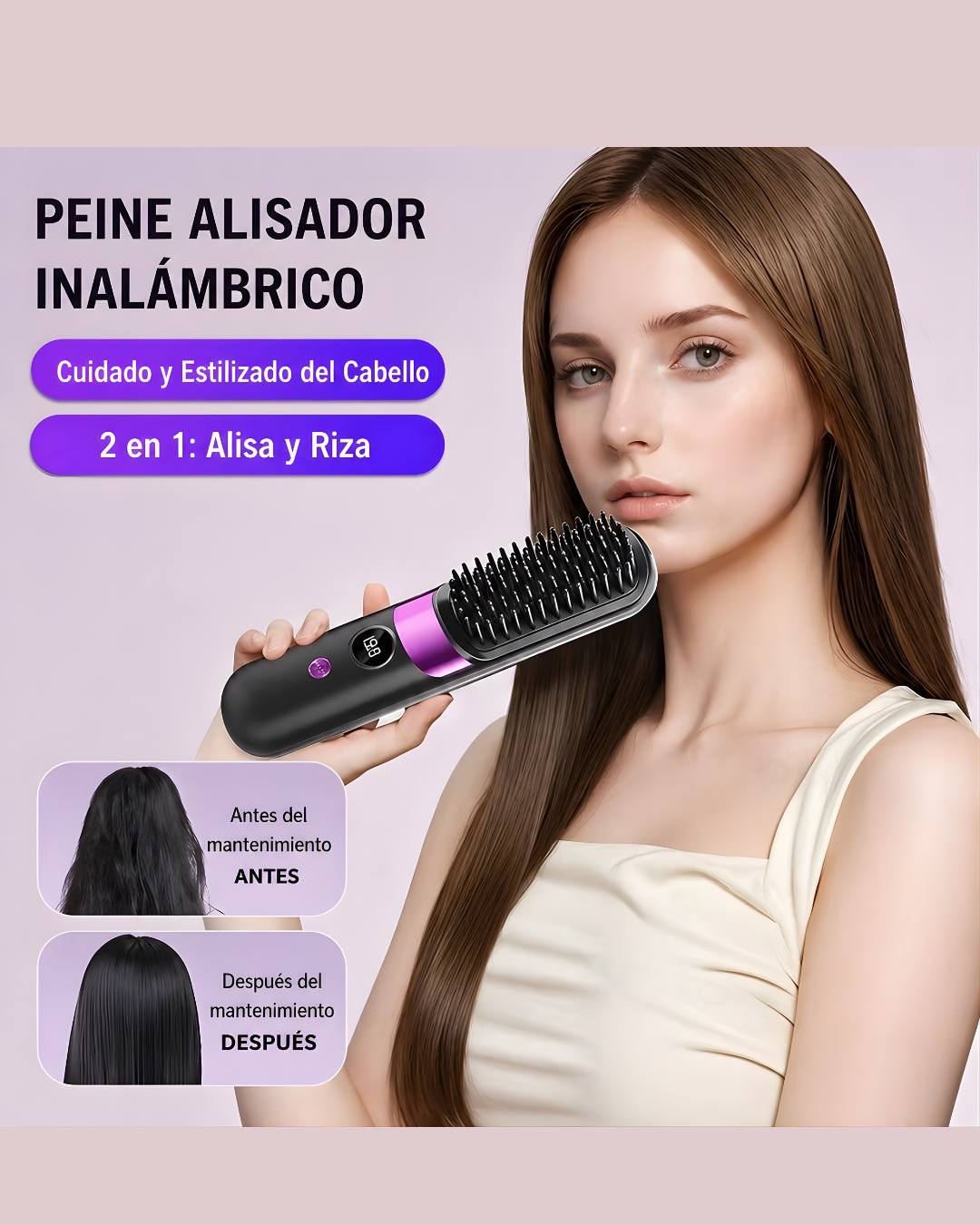 Peine Alisador Inalámbrico- Anti Frizz